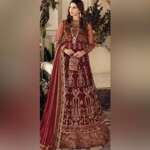 Boutique 9 Maroon and Gold Bridal Gown